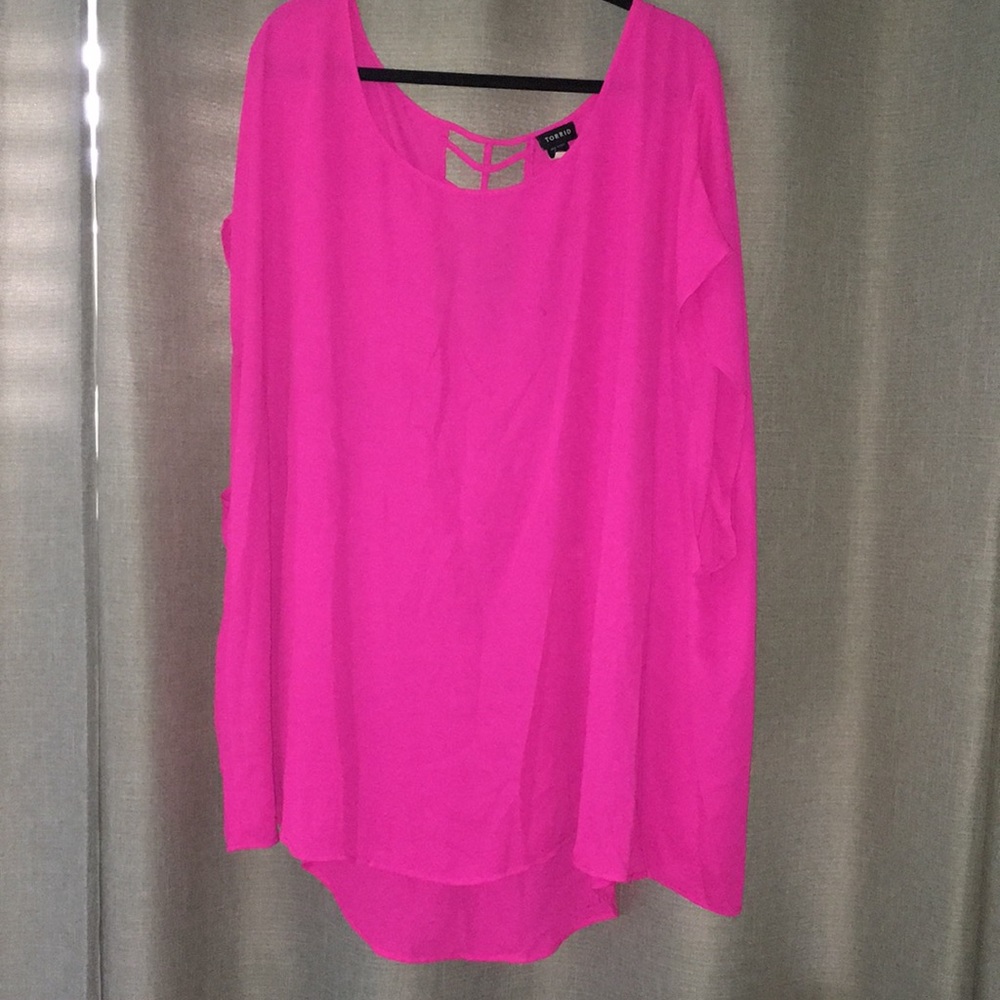 Torrid pink Georgette cage back top